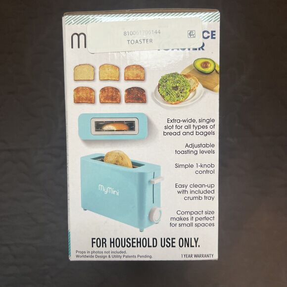 Nostalgia My Mini Wide Slot Single Slice Compact Toaster Dorm RV Hotel AQUA NIB - Picture 4 of 12